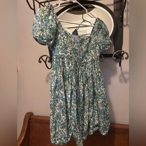 J. Crew Green and White Floral Dress